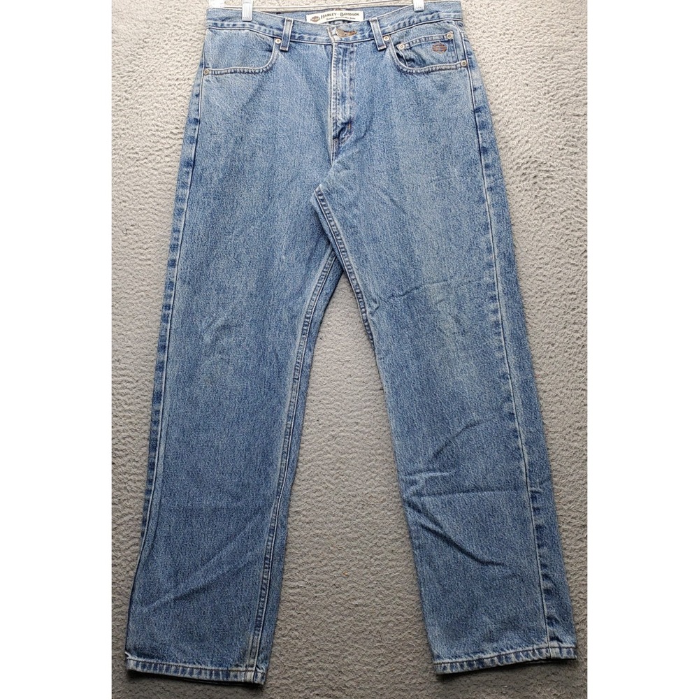 Harley Davidson Straight Leg Jeans Mens 33/30 Blue Denim Medium Wash‎